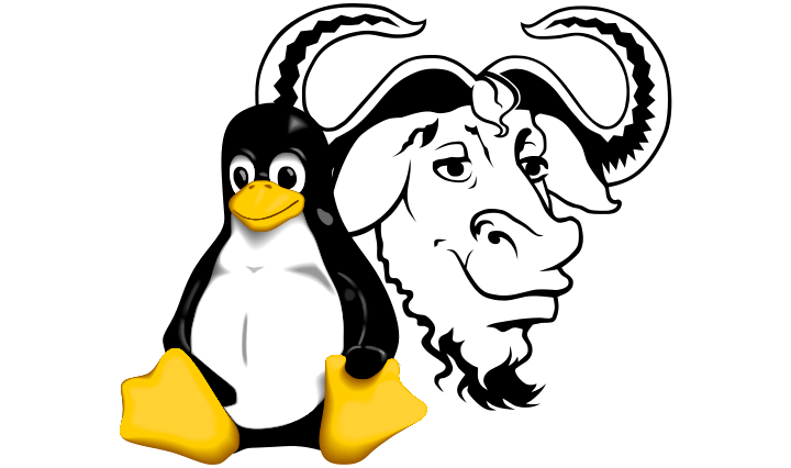 Tux y Ñu, mascotas de Linux y GNU respectivamente